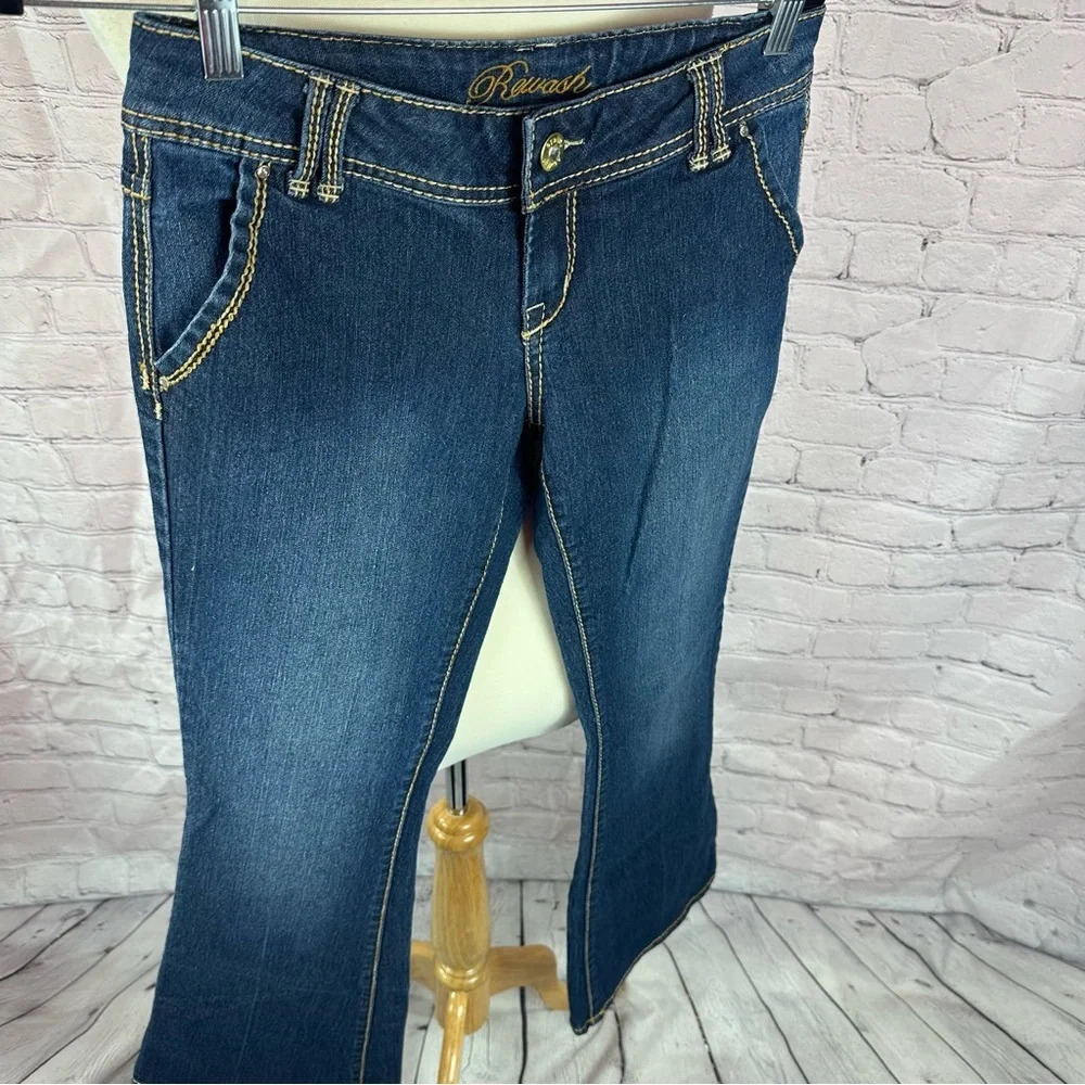low rise rewash jeans size 7 flare dark wash y2k